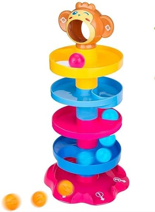 JAPSI Monkey Ball Drop Toy | Ramp Roll Ball Tower for Toddlers | Ball Drop & Roll Swirling Tower | Educational Brain Development Activity & Learning Monkey Toys 5 Layer Tower for Kids 3 Years & Above - Image 2